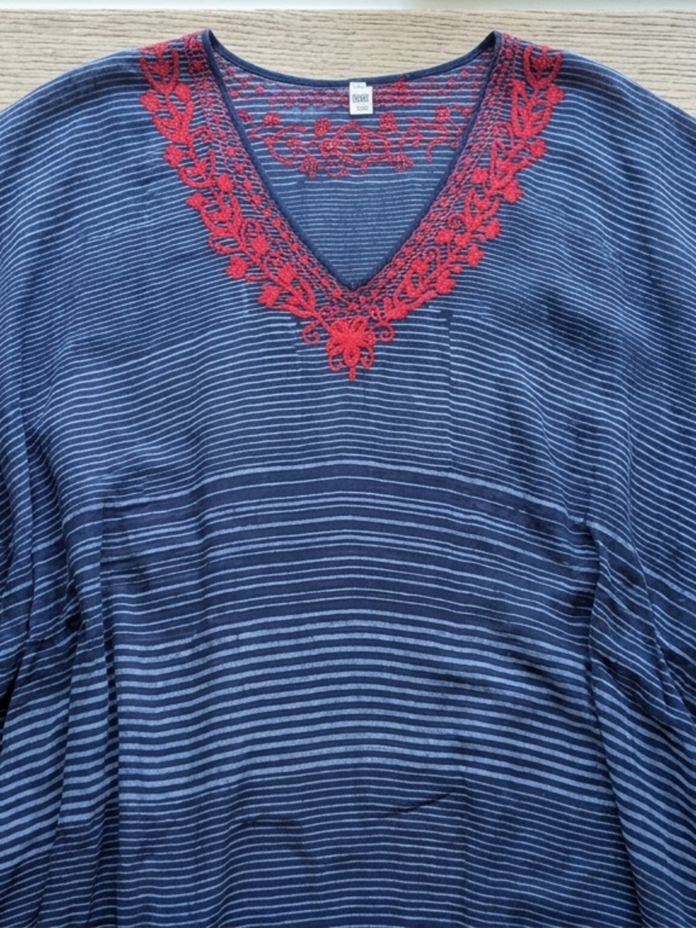COTTON Batwing Cover-Up Tunic Dress. Red, White & Blue. OS.